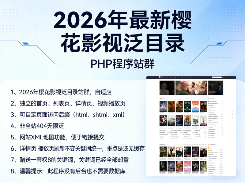 2026年最新樱花影视泛目录PHP程序站群繁殖系统-125源码网
