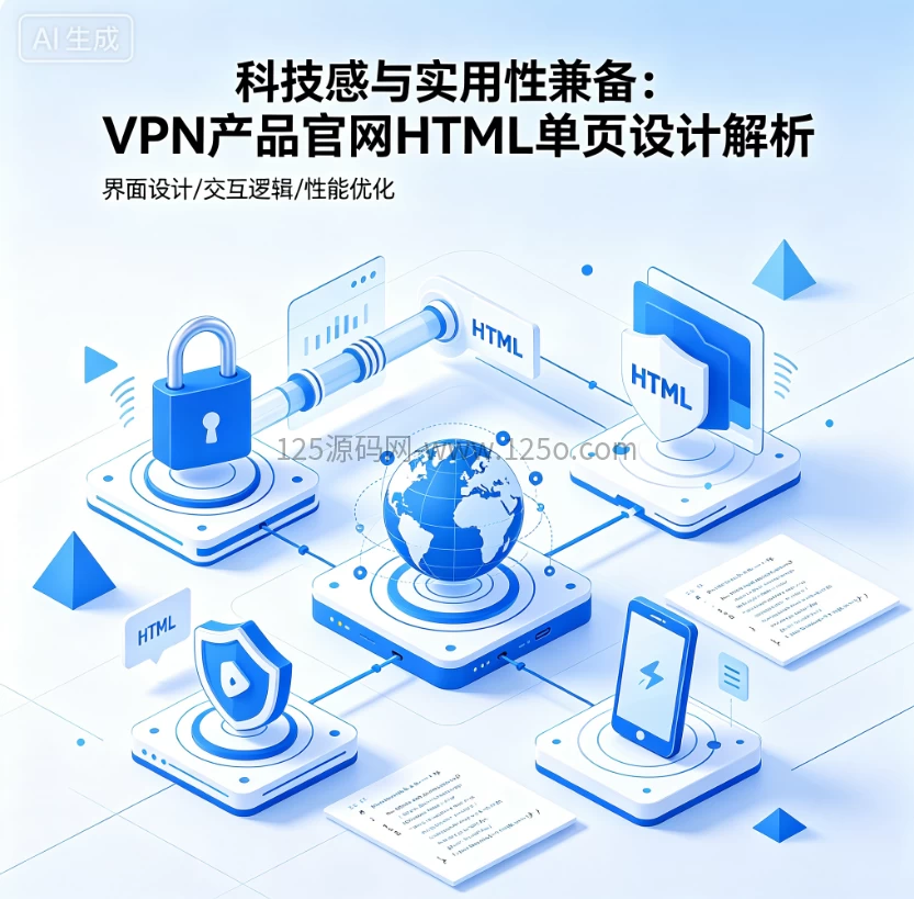 科技感与实用性兼备：VPN产品官网HTML单页设计解析-125源码网